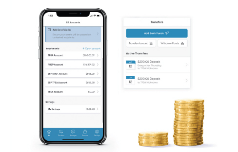 Phone, app, coins