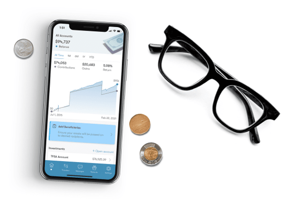 Phone, glasses, coins